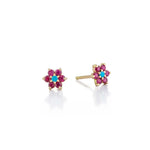 Load image into Gallery viewer, Mini Ruby & Turquoise Daisy Earrings