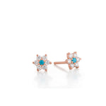 Load image into Gallery viewer, Mini Diamond & Turquoise Daisy Earrings