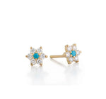 Load image into Gallery viewer, Mini Diamond & Turquoise Daisy Earrings