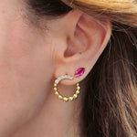 Load image into Gallery viewer, Rounded Beaded & Diamond Earrings