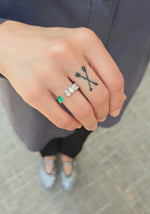 Load image into Gallery viewer, Emerald & Ovals Semi-Band Ring