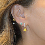 Load image into Gallery viewer, Emerald & Pink Sapphire Sun Earrings