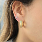 Load image into Gallery viewer, Chunky Gold & Diamond Hoops