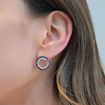 Load image into Gallery viewer, Sapphire & Diamond Halo Hoops