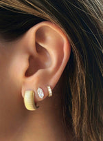 Load image into Gallery viewer, Satin Finish Gold Hoop Earrings