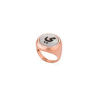 Load image into Gallery viewer, Mother of Pearl Initial Ring with Diamonds