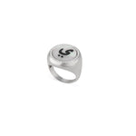 Load image into Gallery viewer, Mother of Pearl Initial Ring with Diamonds