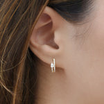 Load image into Gallery viewer, Double Huggies with Pear Diamond