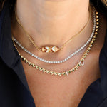 Load image into Gallery viewer, Golden Hearts Tennis Necklace