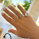 Load image into Gallery viewer, Mother of Pearl Initial Ring with Diamonds
