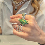 Load image into Gallery viewer, Marquise Emeralds Shield Ring