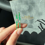 Load image into Gallery viewer, Emerald & Diamond Baguette Hoops