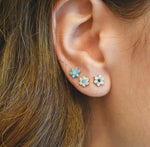 Load image into Gallery viewer, Mini Diamond & Turquoise Daisy Earrings