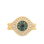 Load image into Gallery viewer, Green Diamond Eye Chain Ring