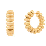 Load image into Gallery viewer, Ribbed Gold Hoops
