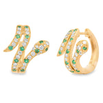 Load image into Gallery viewer, Emerald & Diamond Snake Hoops