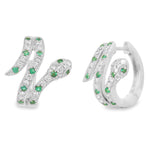Load image into Gallery viewer, Emerald & Diamond Snake Hoops