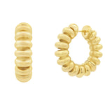 Load image into Gallery viewer, Ribbed Gold Hoops