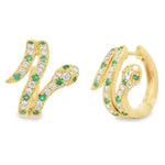 Load image into Gallery viewer, Emerald & Diamond Snake Hoops