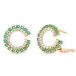 Load image into Gallery viewer, Emerald & Diamonds Halo Hoops