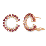 Load image into Gallery viewer, Ruby & Diamonds Halo Hoops