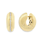 Load image into Gallery viewer, Chunky Gold & Diamond Hoops