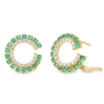 Load image into Gallery viewer, Emerald & Diamonds Halo Hoops