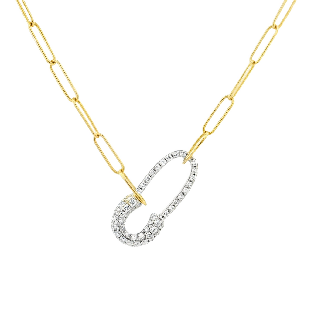 Diamond Safety Pin Necklace