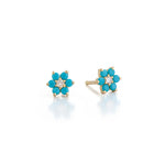Load image into Gallery viewer, Mini Turquoise &amp; Diamond Daisy Earrings
