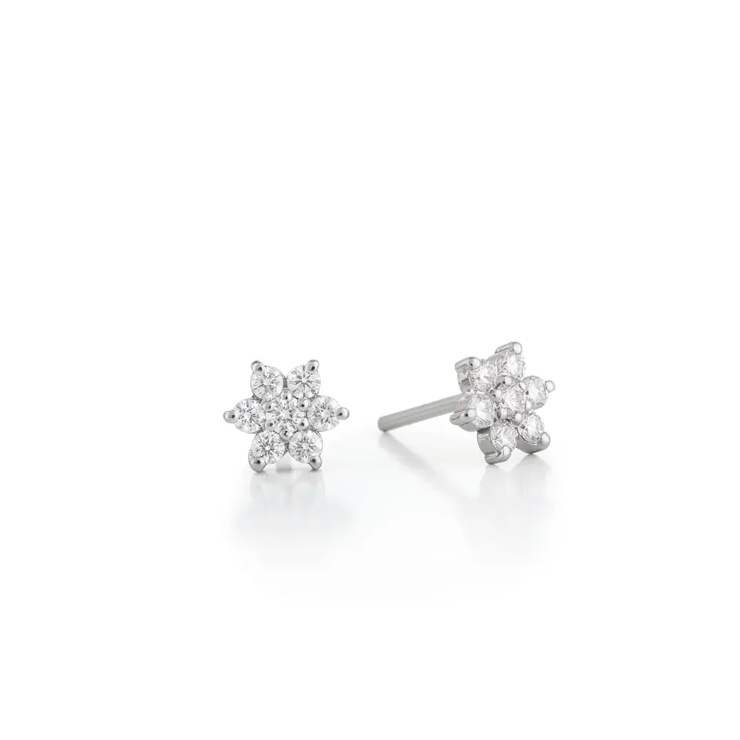 Mini Full Diamond Daisy Earrings