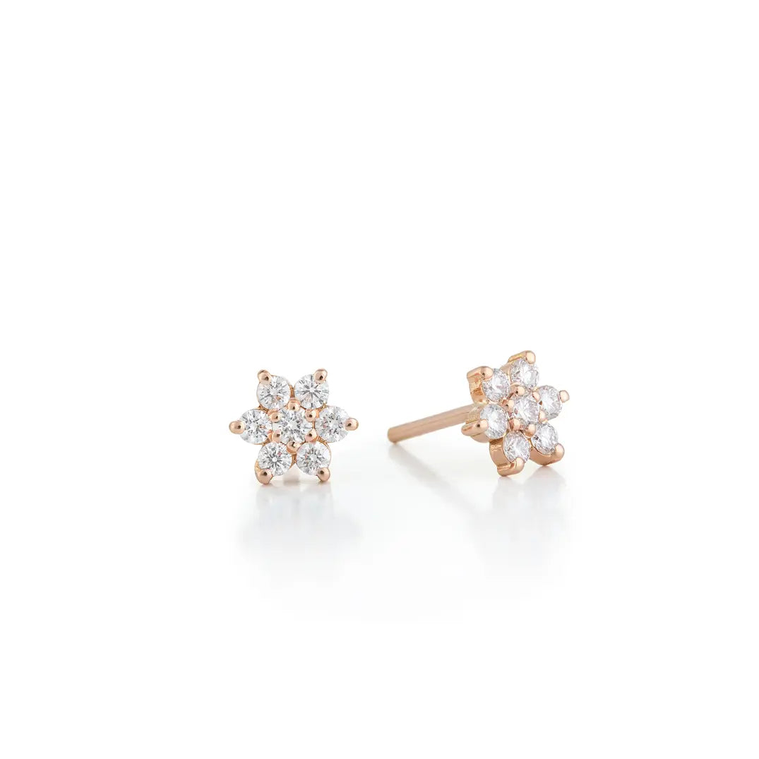 Mini Full Diamond Daisy Earrings