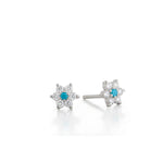 Load image into Gallery viewer, Mini Diamond &amp; Turquoise Daisy Earrings
