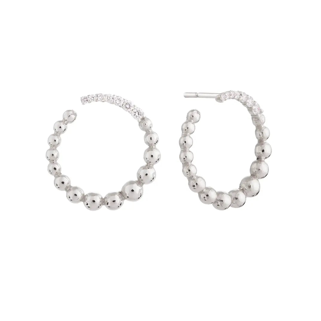 Rounded Beaded & Diamond Earrings