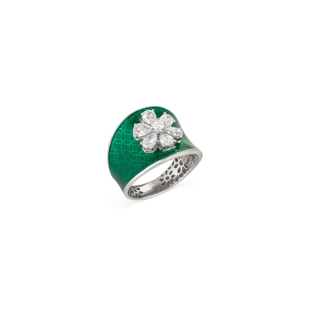 Evergreen Diamonds & Enamel Ring