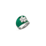 Load image into Gallery viewer, Evergreen Diamonds &amp; Enamel Ring
