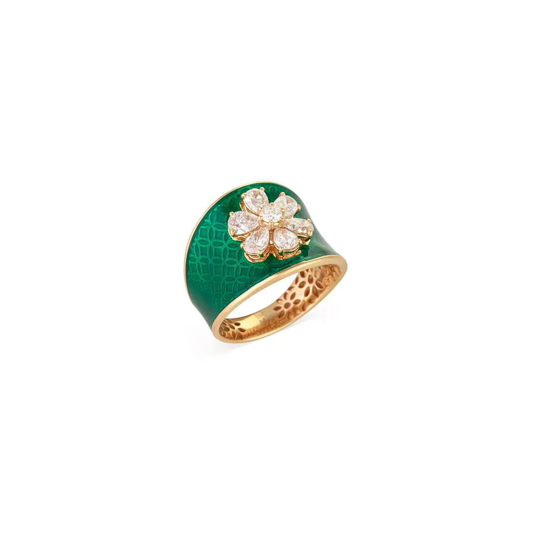 Evergreen Diamonds & Enamel Ring