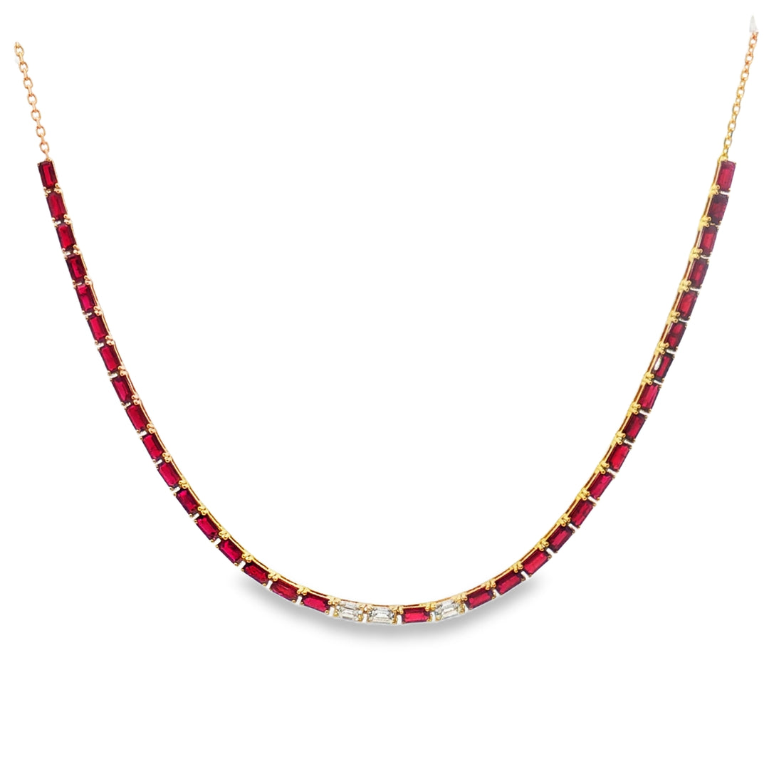 Ruby & Diamond Collarbone Necklace