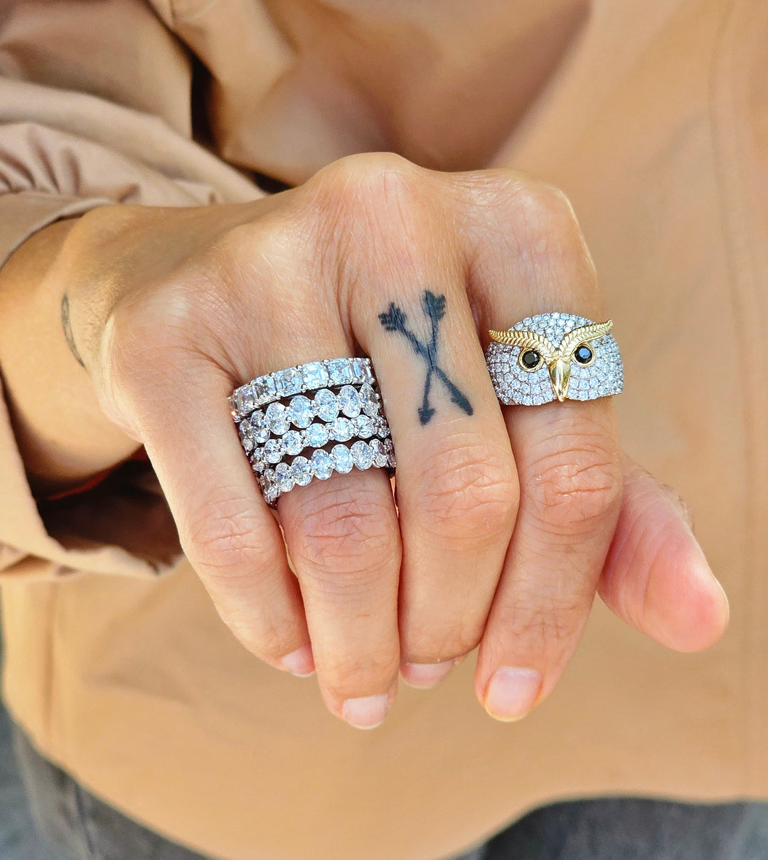 All-Knowing Owl with Black Diamond Eyes