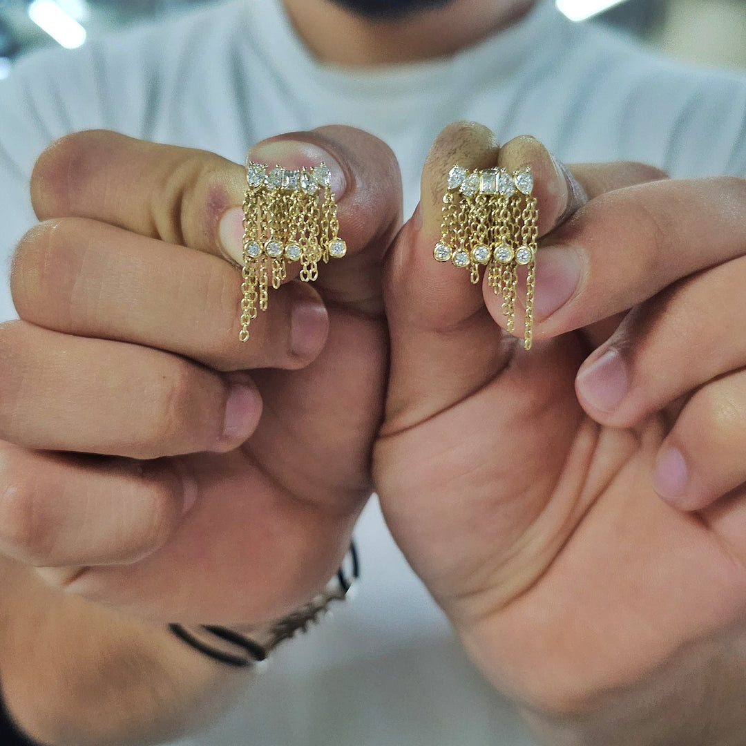 Multi-Shaped Diamond & Chains Earrings