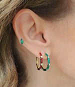 Load image into Gallery viewer, Enamel &amp; Diamonds Pattern Hoops
