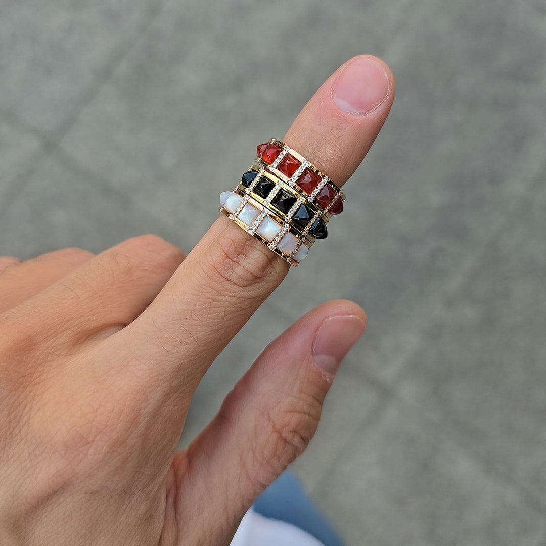 Agate Pyramids Ring