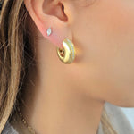 Load image into Gallery viewer, Chunky Gold &amp; Diamond Hoops
