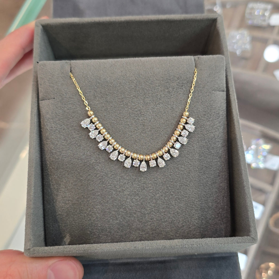 Bubbly Pear & Round Diamond Necklace