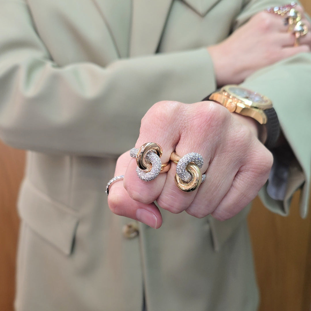 Interlocked Gold and Diamond Ring