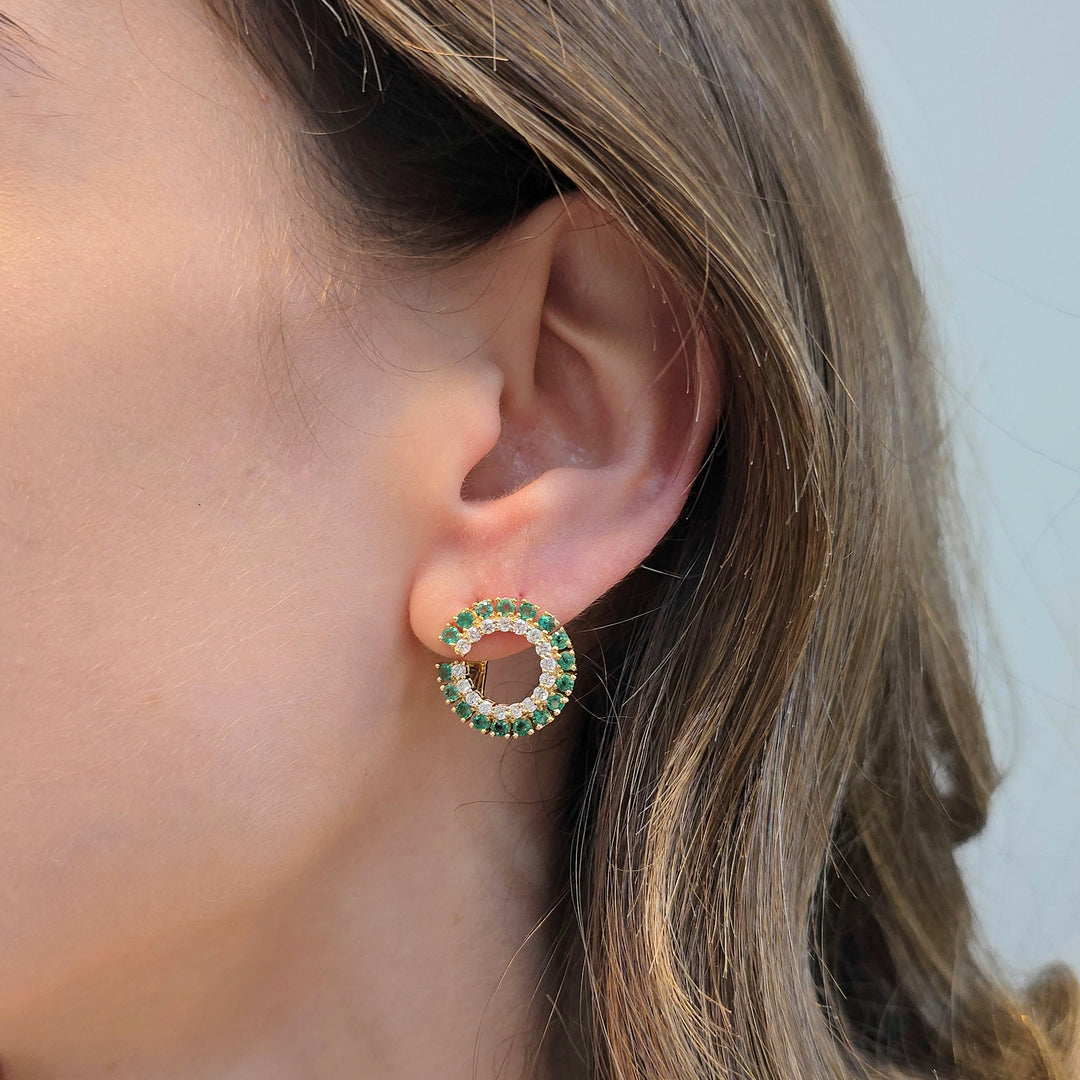 Emerald & Diamonds Halo Hoops