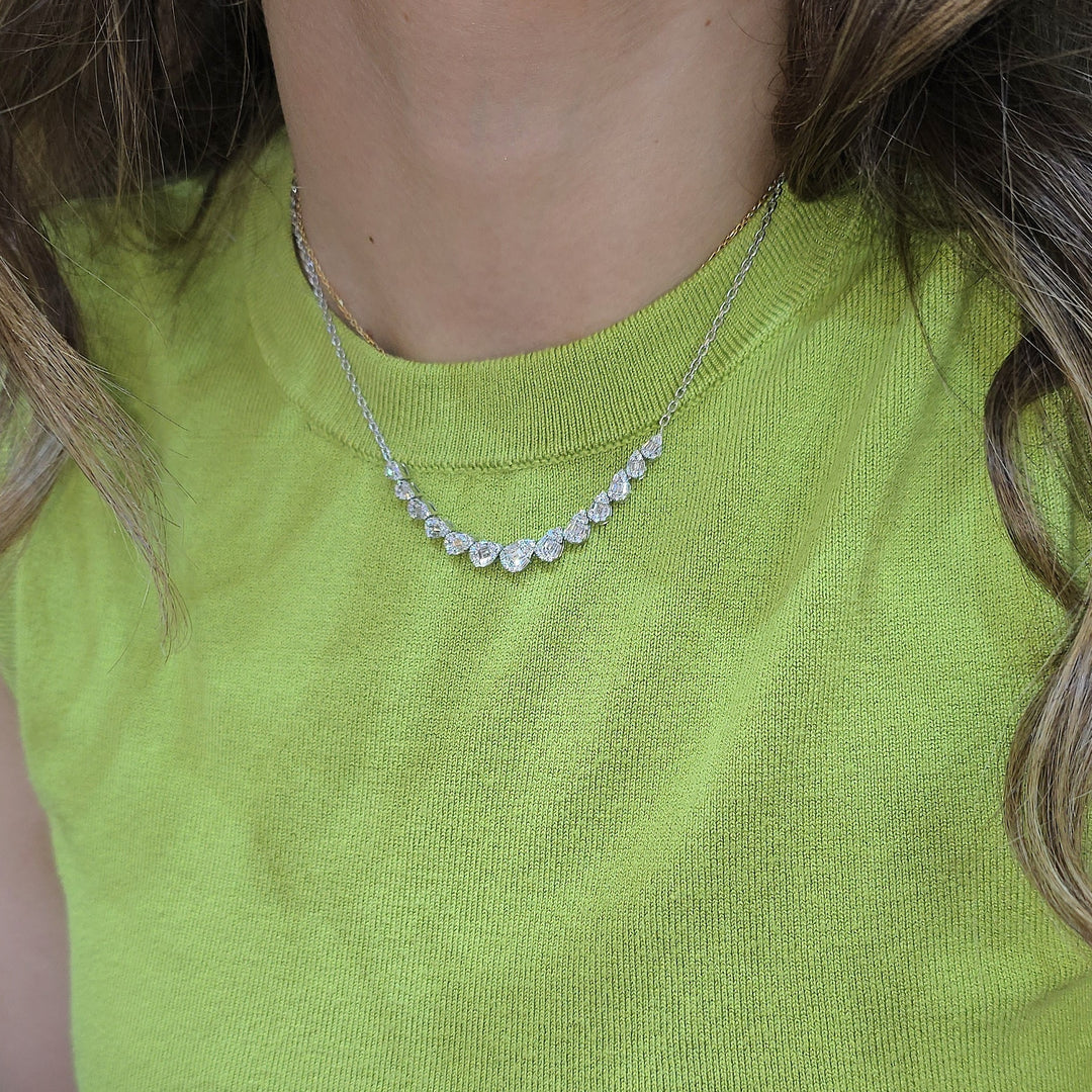Pear Diamond-Illusion Graduating Necklace