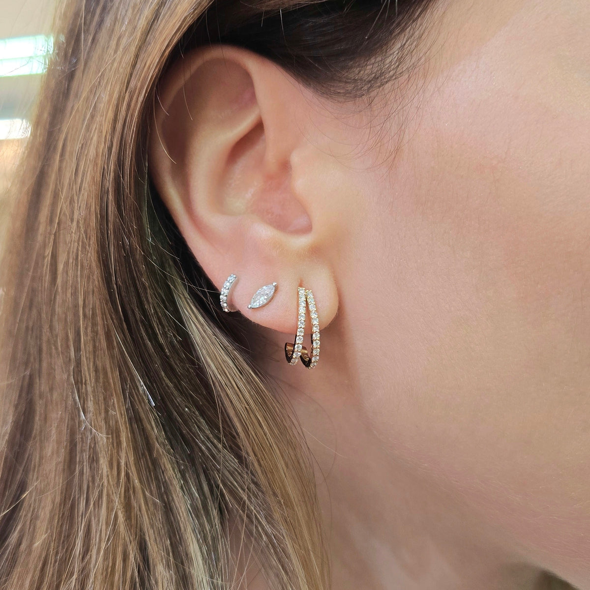 Angular diamond hoops