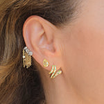 Load image into Gallery viewer, Emerald &amp; Diamond Snake Hoops
