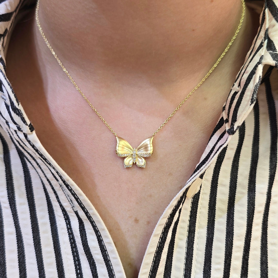 Gold-Brushed Butterfly Necklace