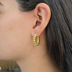 Load image into Gallery viewer, Ribbed Gold Hoops

